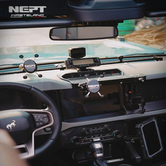 Long guide rail for gadgets in Ford Bronco by NEPT Wasteland