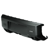 Close-up view of the PLUMB rear bumper installed on a Land Rover Defender, highlighting its rugged design and textured finish.