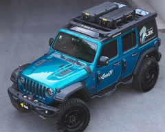 Heavy-duty Arcane Warrior roof rack system with side ladder for Jeep Wrangler JL