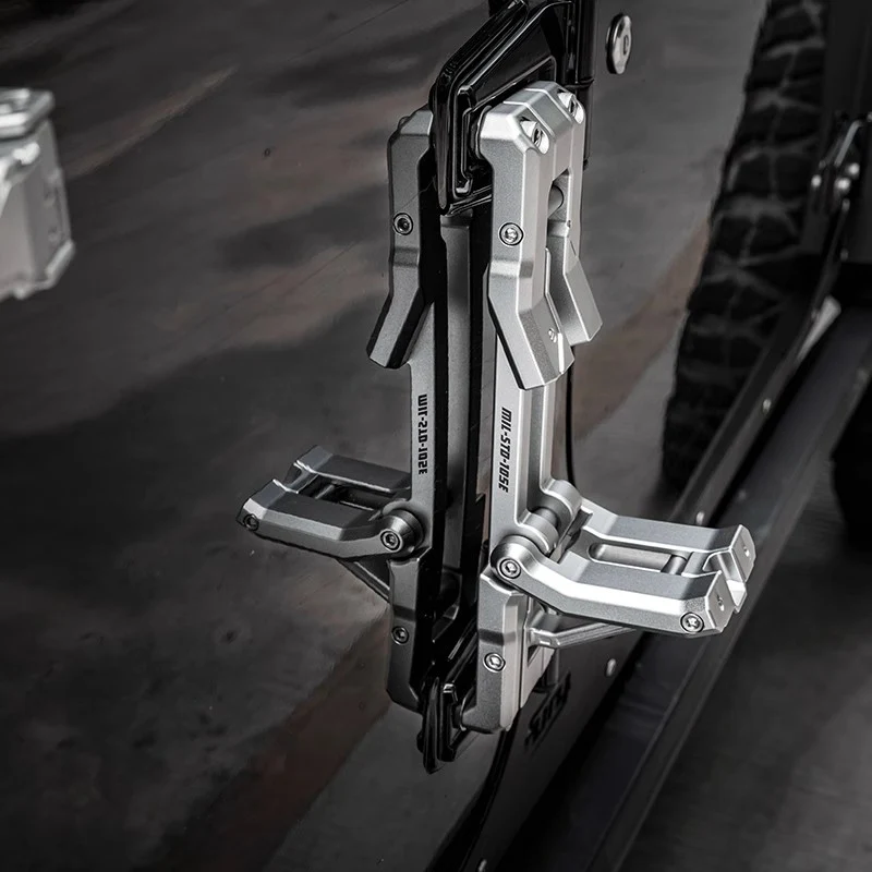 Rugged aluminum door hinge step for Jeep Wrangler by FURY Gravity