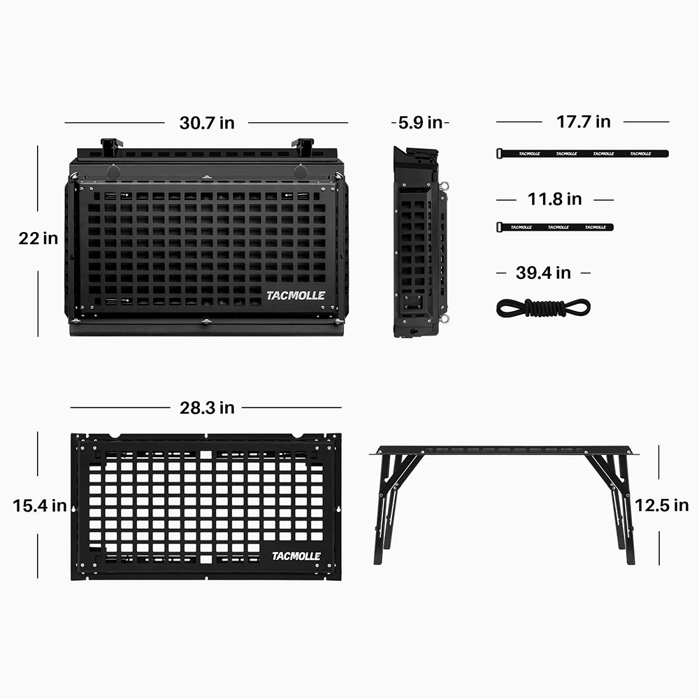 Rear Side Window Storage Box Molle Panel With Table For Jeep Wrangler