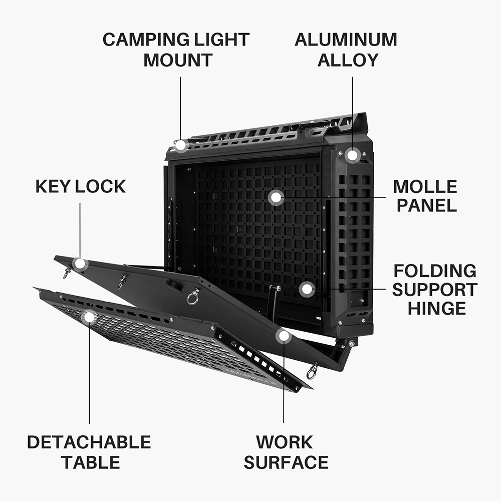 Rear Side Window Storage Box Molle Panel With Table For Ford Bronco