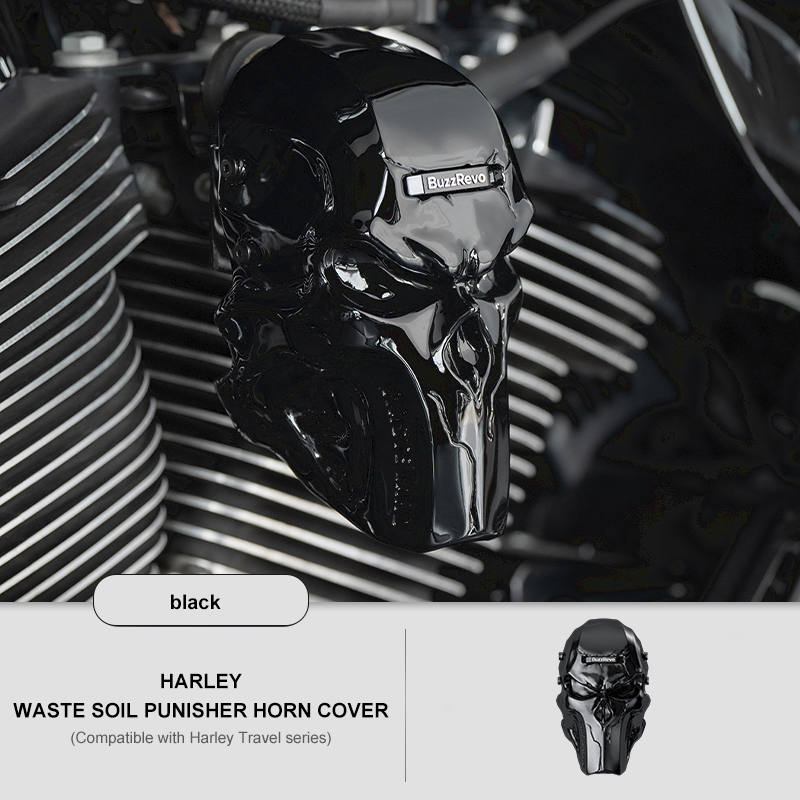 BuzzRevo Skeleton Skull Horn Cover For Harley Davidson