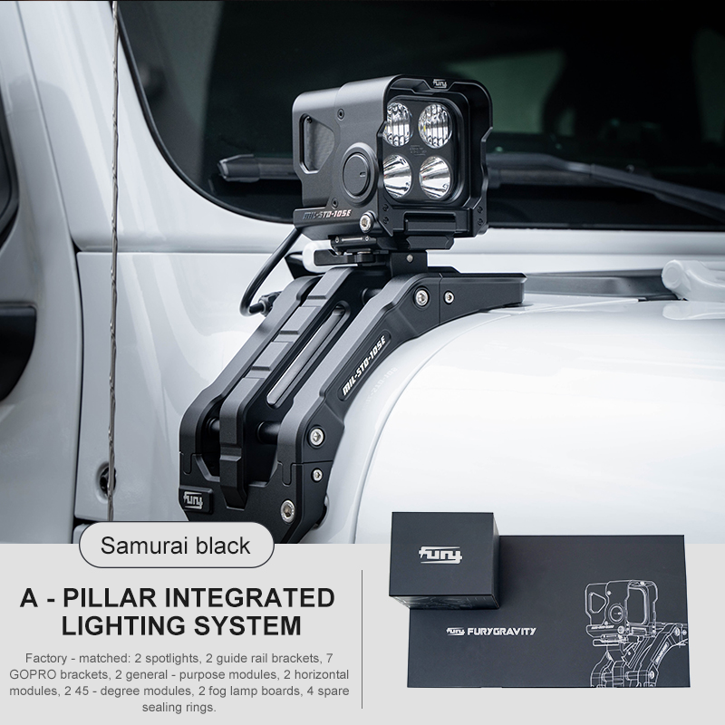 FURY Gravity A-pillar integrated lighting system for Jeep Wrangler