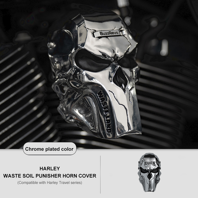 BuzzRevo Skeleton Skull Horn Cover For Harley Davidson