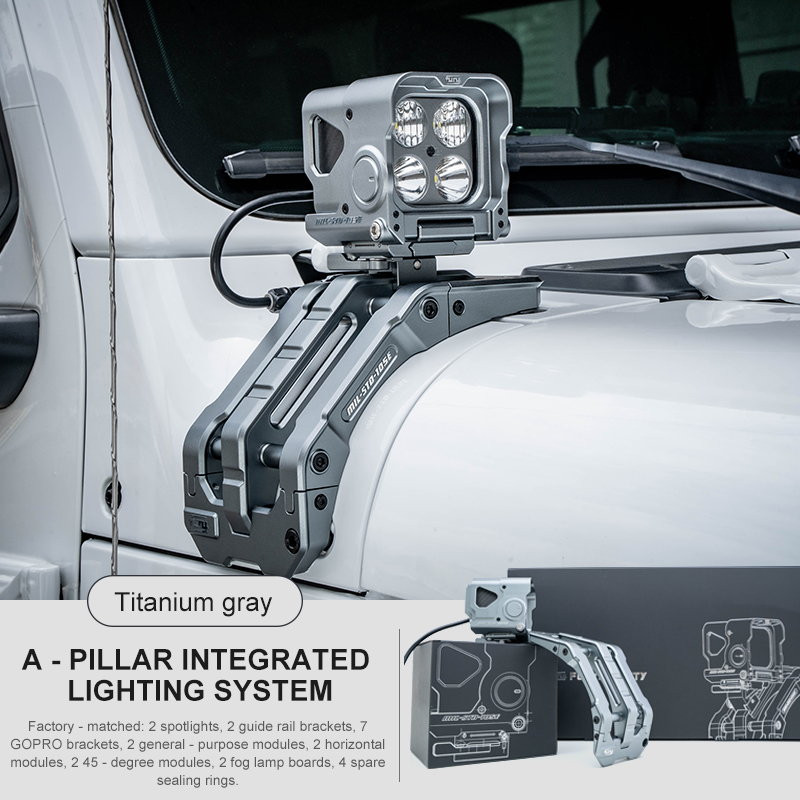 FURY Gravity A-pillar integrated lighting system for Jeep Wrangler