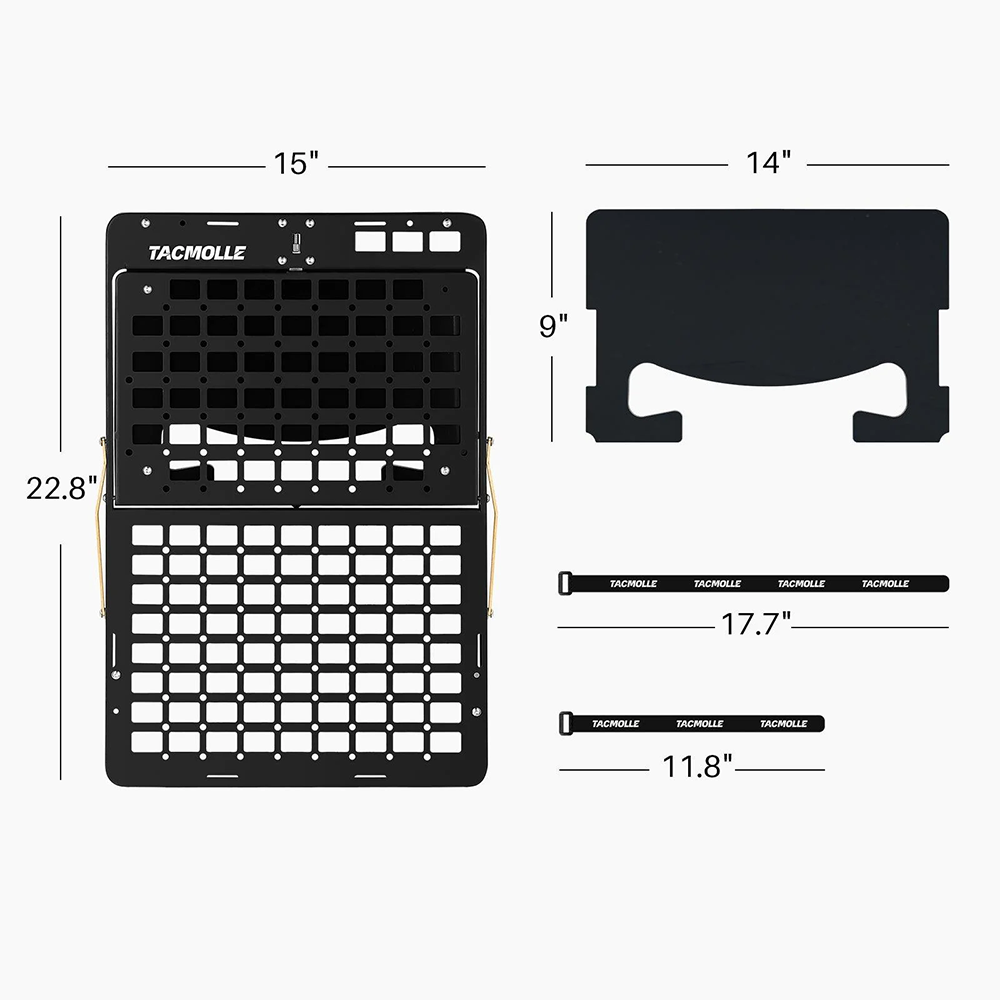 Back Seat Molle Panel With Tray and Steering Wheel Tray