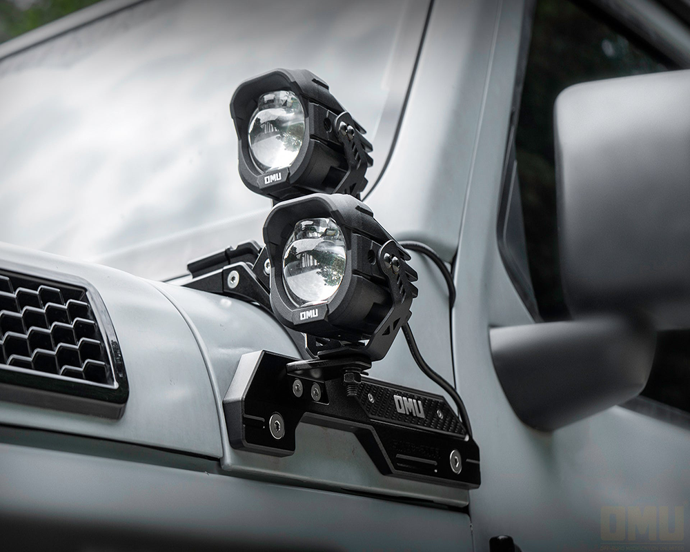 OMU Aluminum High and Low beam A-Pillar Spotlight For Jeep Wrangler