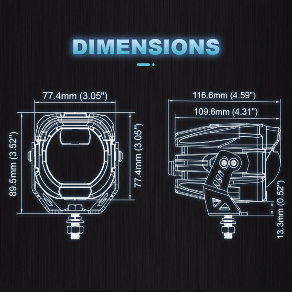 OMU Aluminum High and Low beam A-Pillar Spotlight For Jeep Wrangler