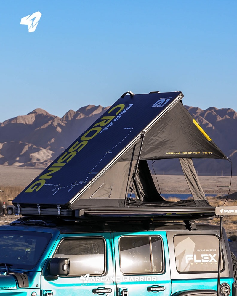 Jeep Wrangler 4xe Arcane Warrior roof top tent with heavy-duty construction