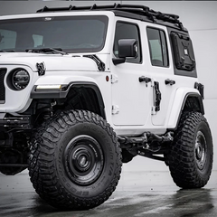 beadlock rims for jeep jk, side view of both tire with black wheels