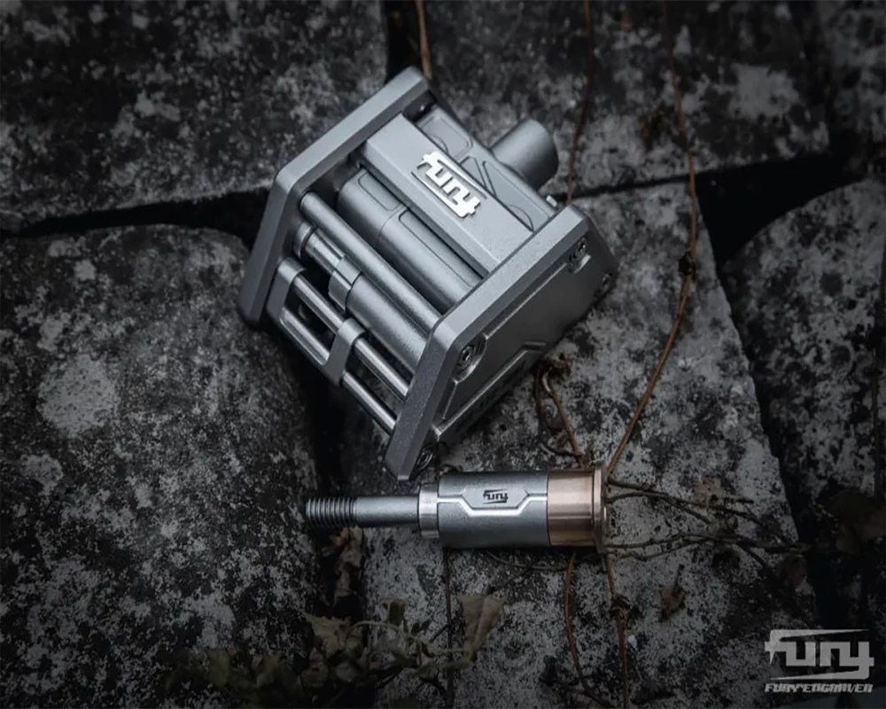 close up view of a silver jeep antenna base mounting kit