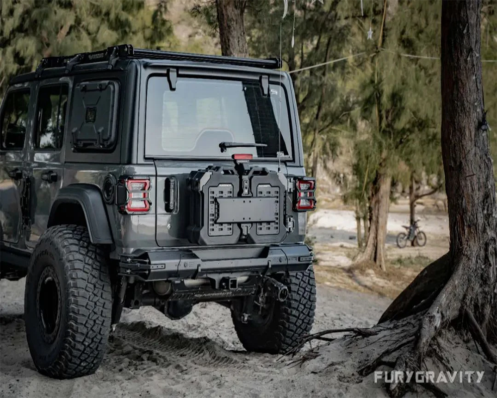 jeep wrangler jk spare tire delete kit by fury gravity the awaken series