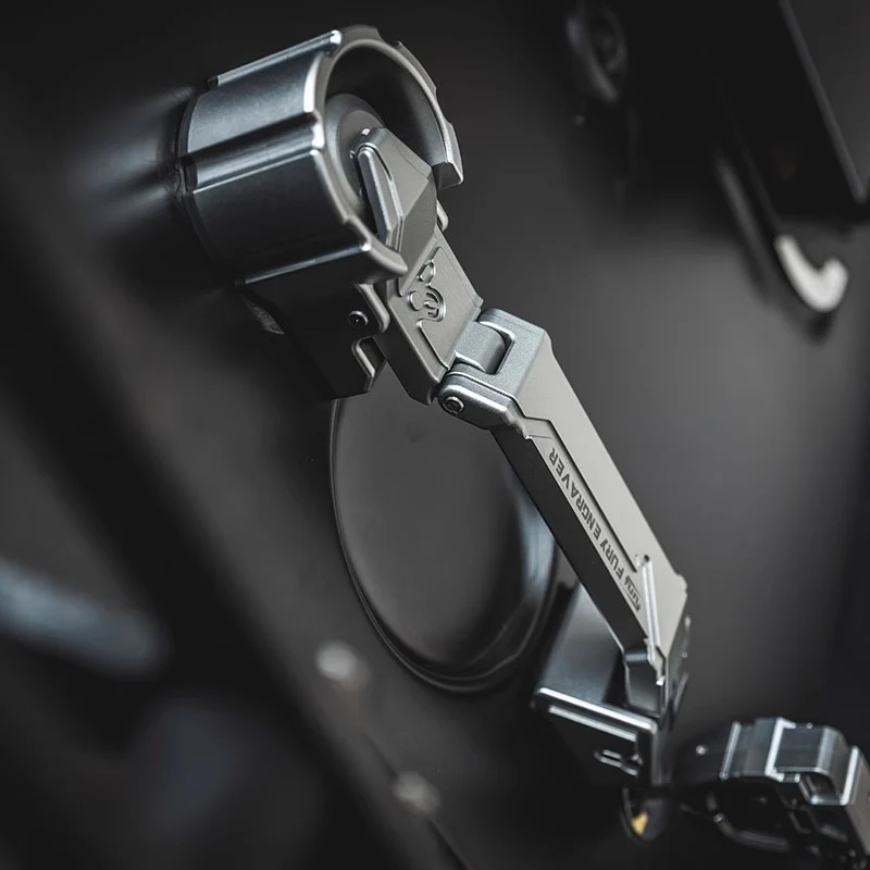 Close-up of Jeep JK door handles in gray color, capturing the light reflections