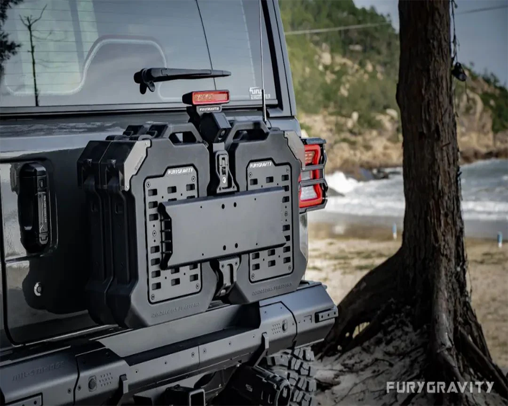 jeep wrangler jl spare tire delete kit by fury gravity awaken series