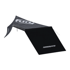 jeep wrangler tent awning black in color open with sides