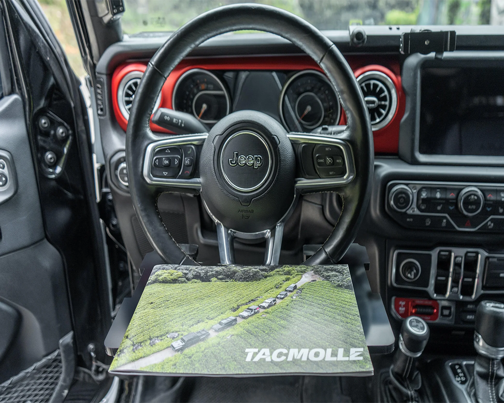 Back Seat Molle Panel With Tray and Steering Wheel Tray