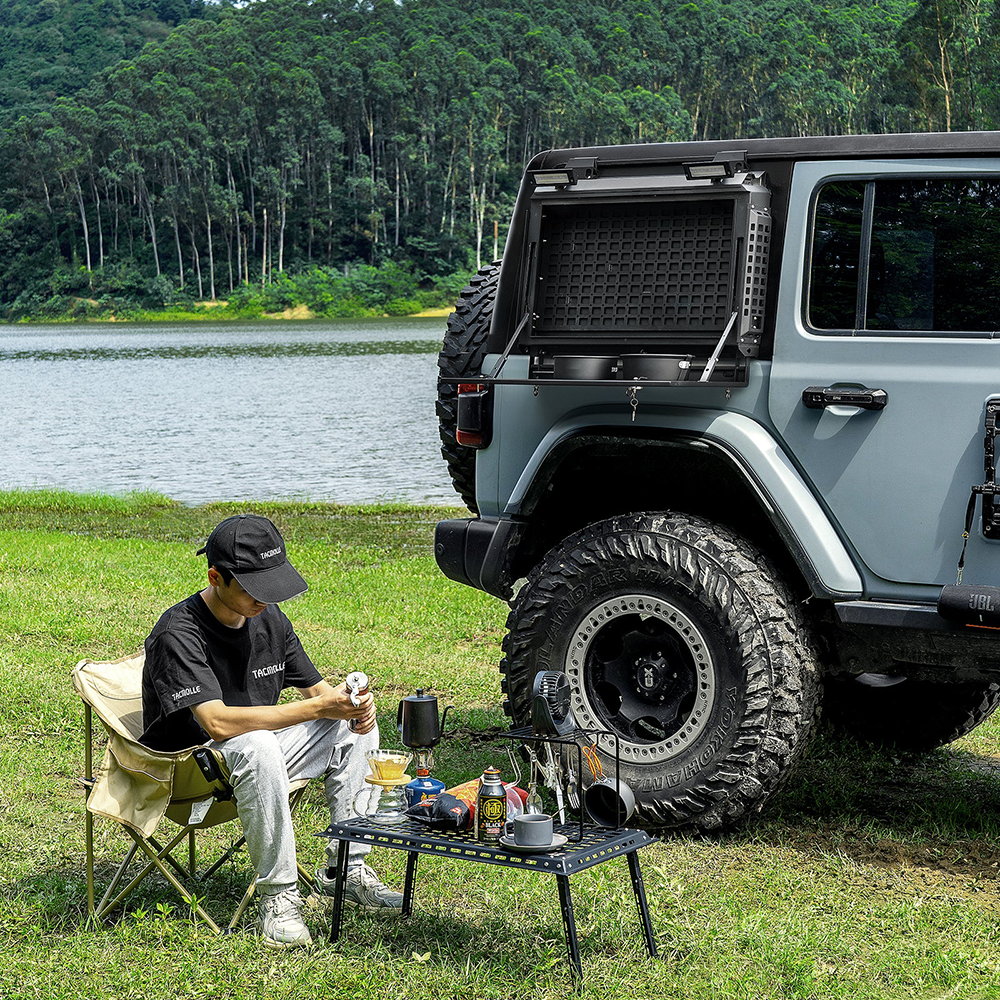 Rear Side Window Storage Box Molle Panel With Table For Jeep Wrangler