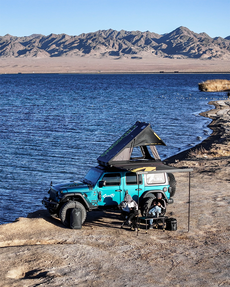 Weatherproof Arcane Warrior roof top tent for Jeep Wrangler 4xe explorers