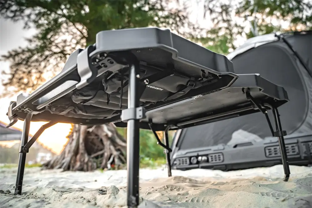 FURY Gravity Folding Camping Table with Storage Compartment