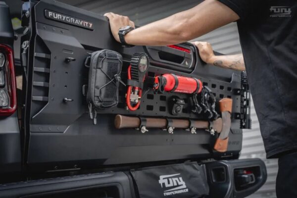 Durable MOLLE panel on Jeep Gladiator tailgate for off-road accessories