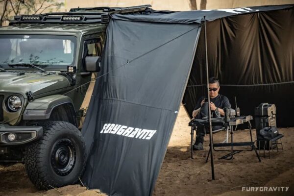 black side awning tent on a jeep wrangler